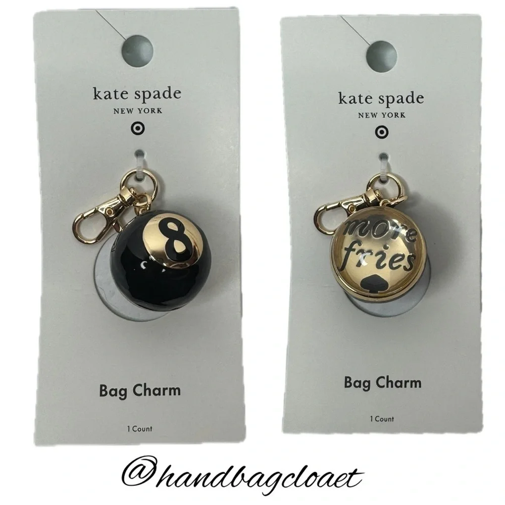 Kate Spade X Target Eight Ball Black & Gold Charm Fob Keychain